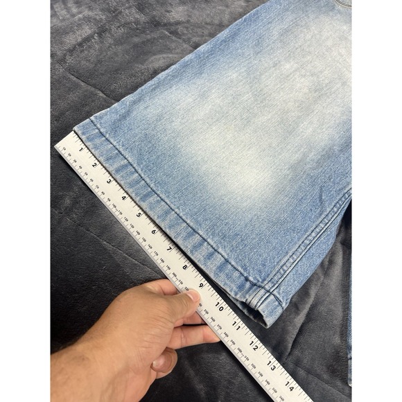 Vtg Phat Farm Shorts Mens 34 Wide Leg Baggy Jean Blue Denim Long Embroidered Y2K - Picture 8 of 13